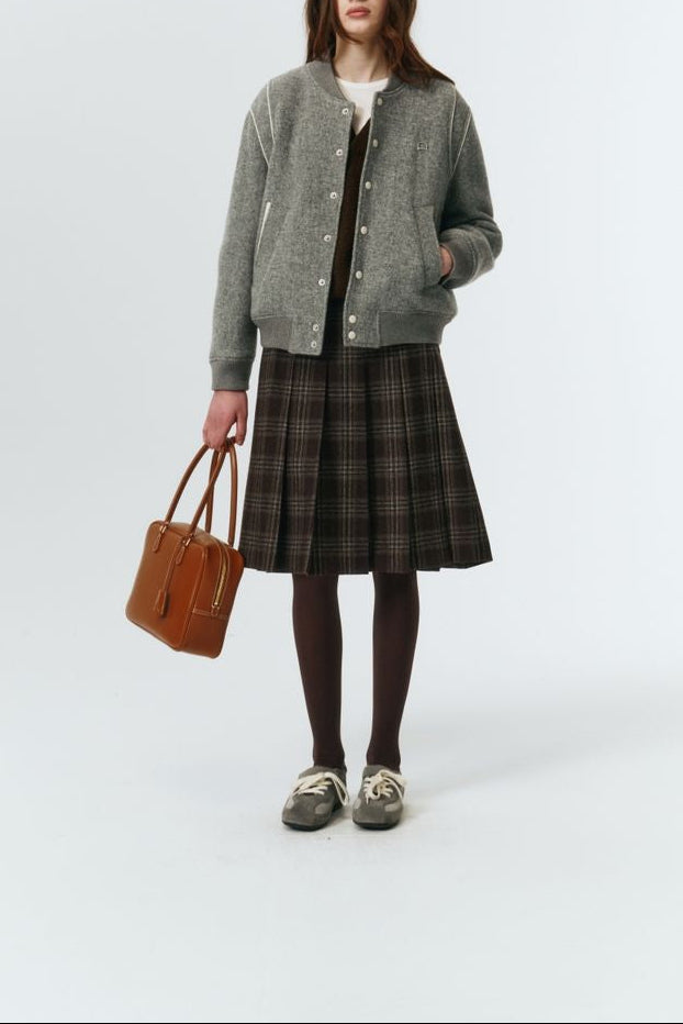 FLANNEL PLEATS MIDI SKIRT
