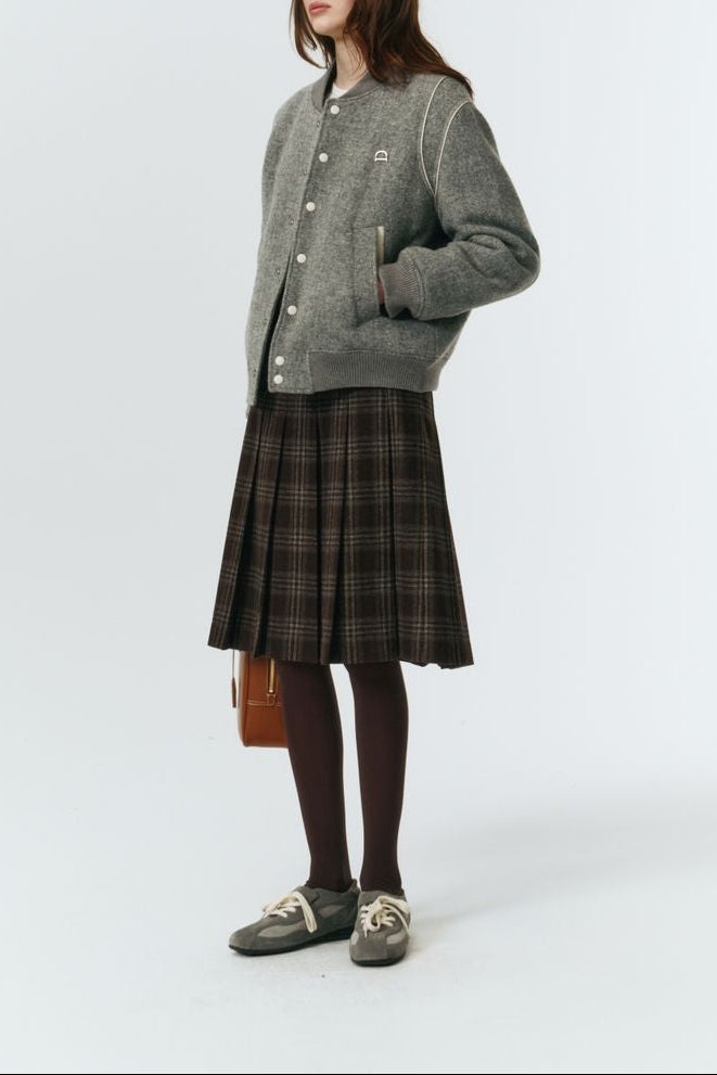 FLANNEL PLEATS MIDI SKIRT
