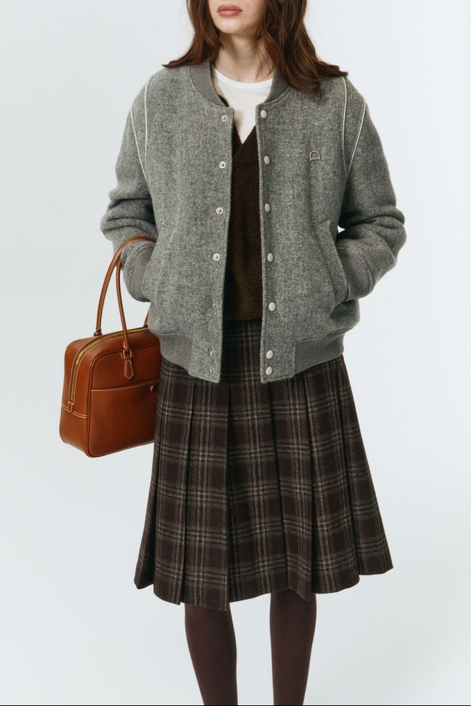 FLANNEL PLEATS MIDI SKIRT