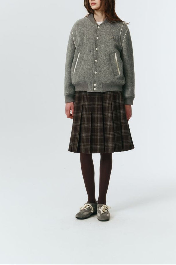 FLANNEL PLEATS MIDI SKIRT