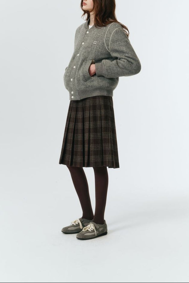 FLANNEL PLEATS MIDI SKIRT