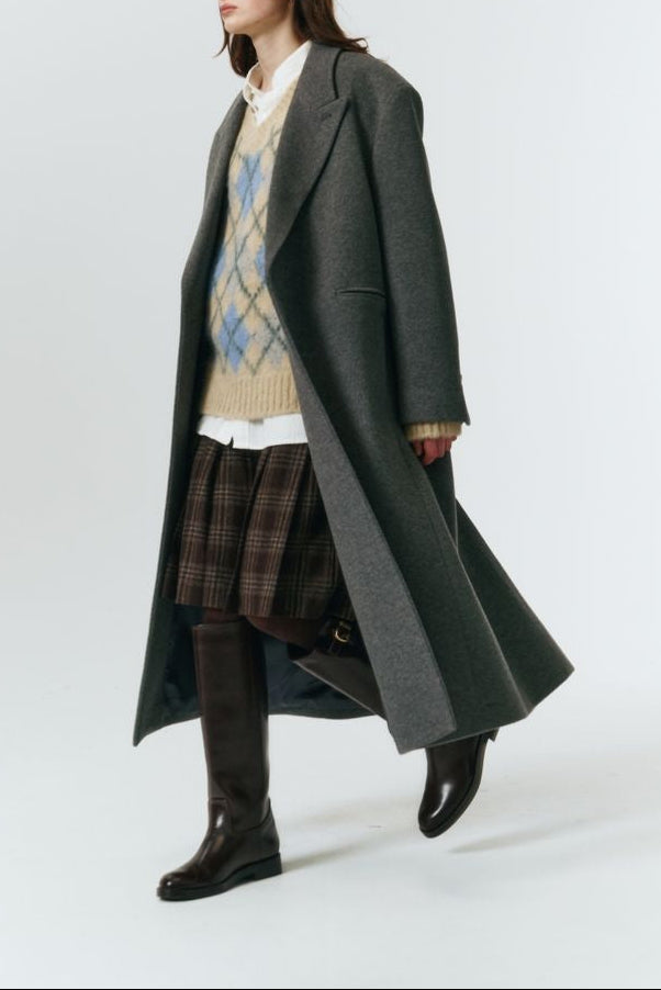 FLANNEL PLEATS MIDI SKIRT