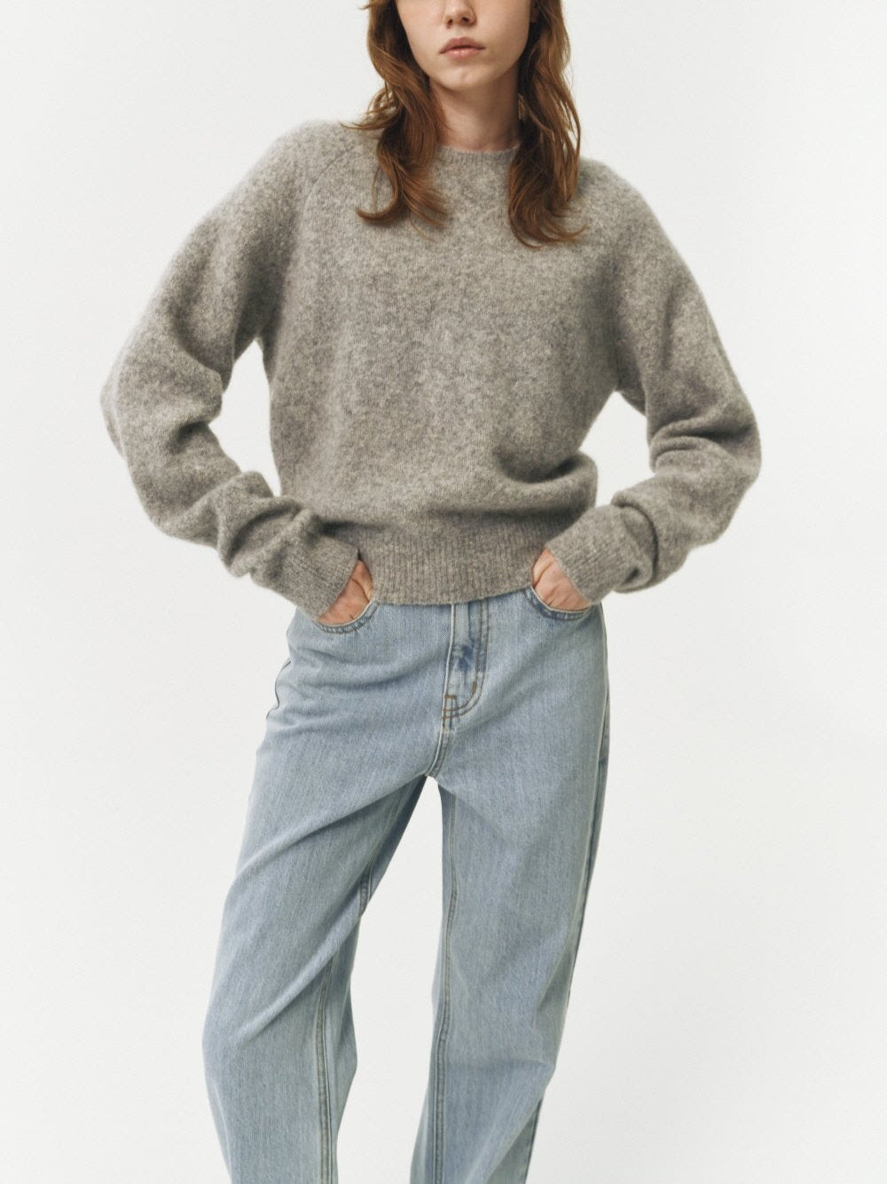 Dunst unisex textured marled wool melange grey oversized sweater | Pipe and Row