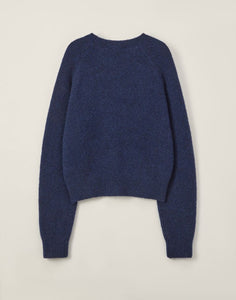 Dunst unisex shaggy textured marled wool navy blue sweater | pipe and row