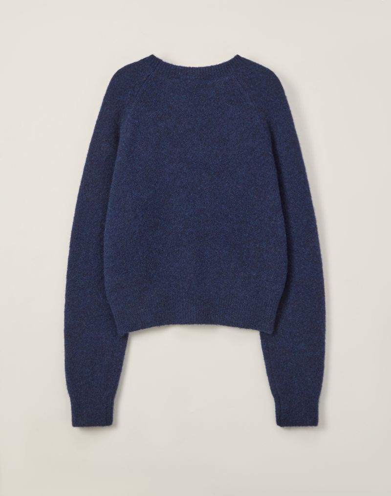 Dunst unisex shaggy textured marled wool navy blue sweater | pipe and row