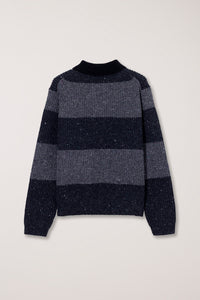 Dunst unisex collared chunky ribbed rugby knit sweater grey charcoal grey | PIPE AND ROW