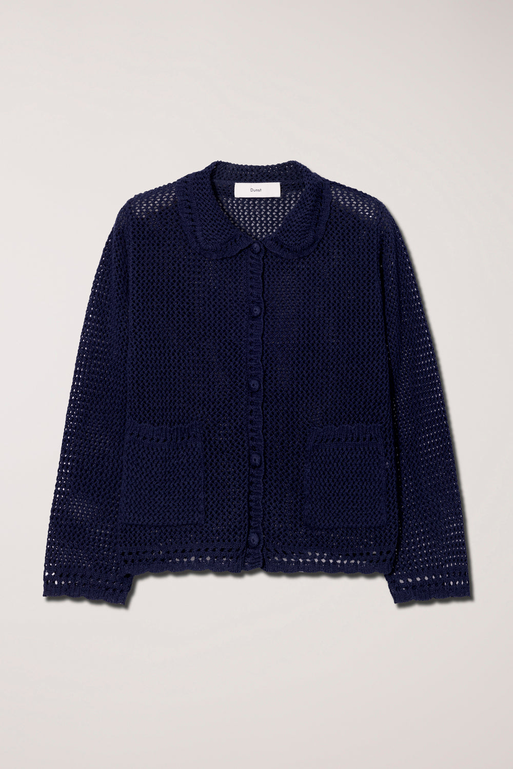 COLLARED CROCHET KNIT CARDIGAN