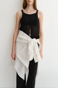Dunst button up crochet bustier knit tank top black linen cotton | PIPE AND ROW Seattle
