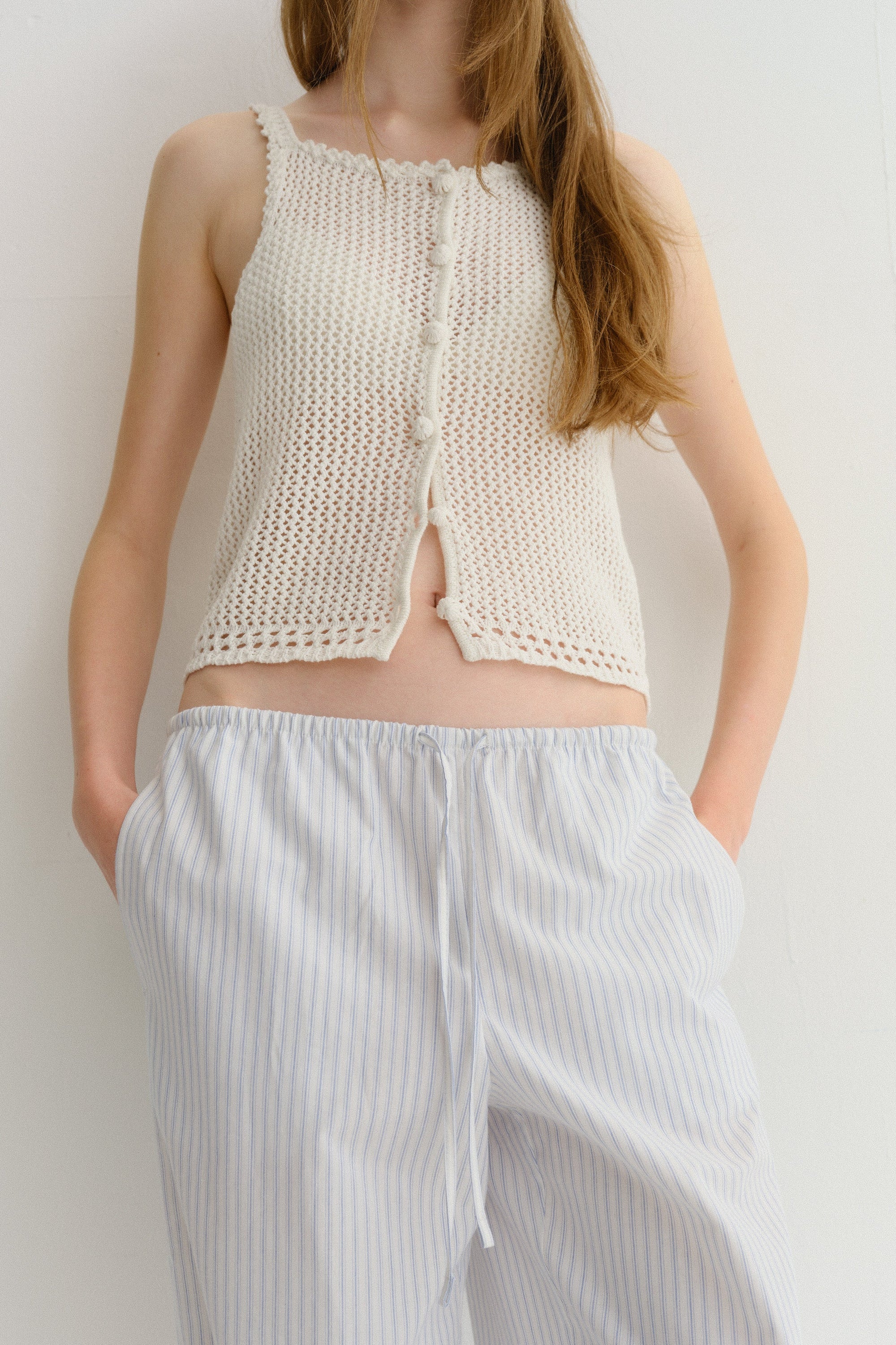 CROCHET BUSTIER KNIT TOP