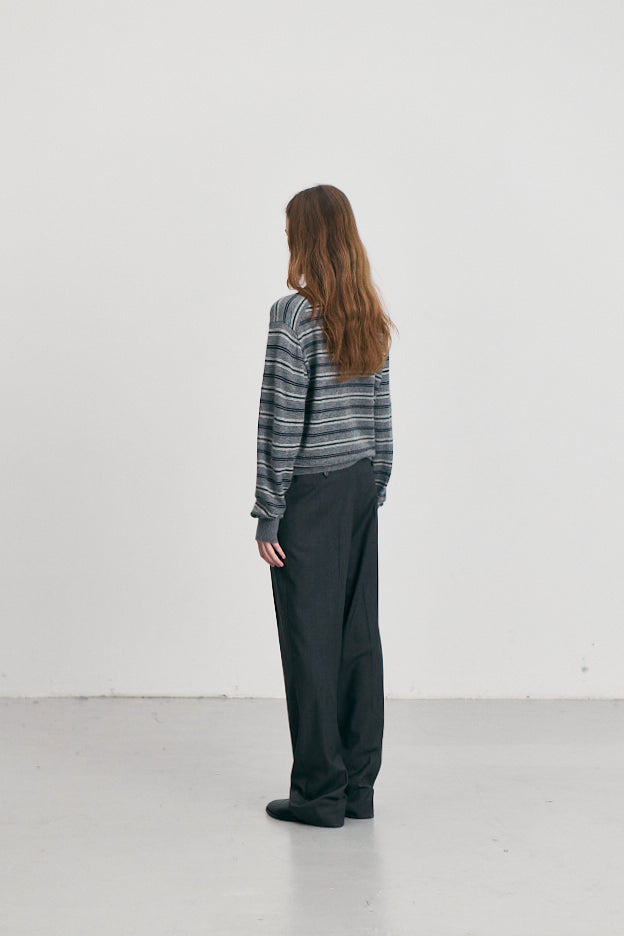 UNISEX COLLARED STRIPED SWEATER
