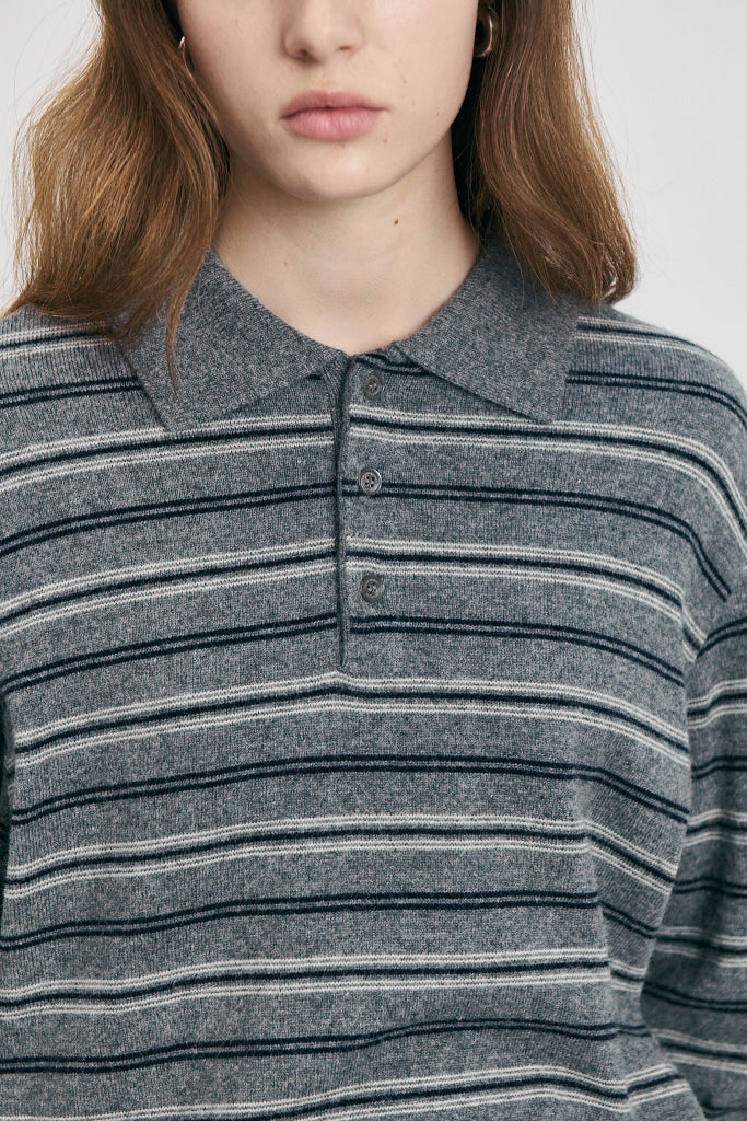 UNISEX COLLARED STRIPED SWEATER