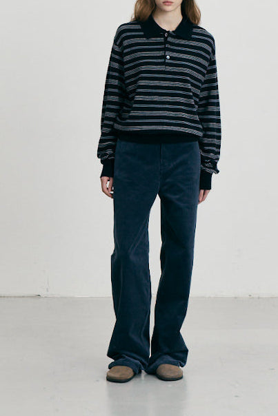UNISEX COLLARED STRIPED SWEATER