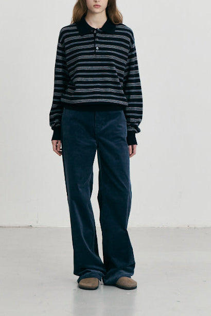 UNISEX COLLARED STRIPED SWEATER