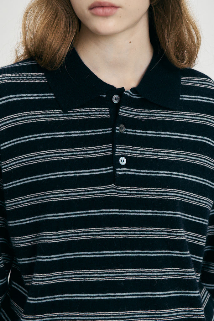UNISEX COLLARED STRIPED SWEATER