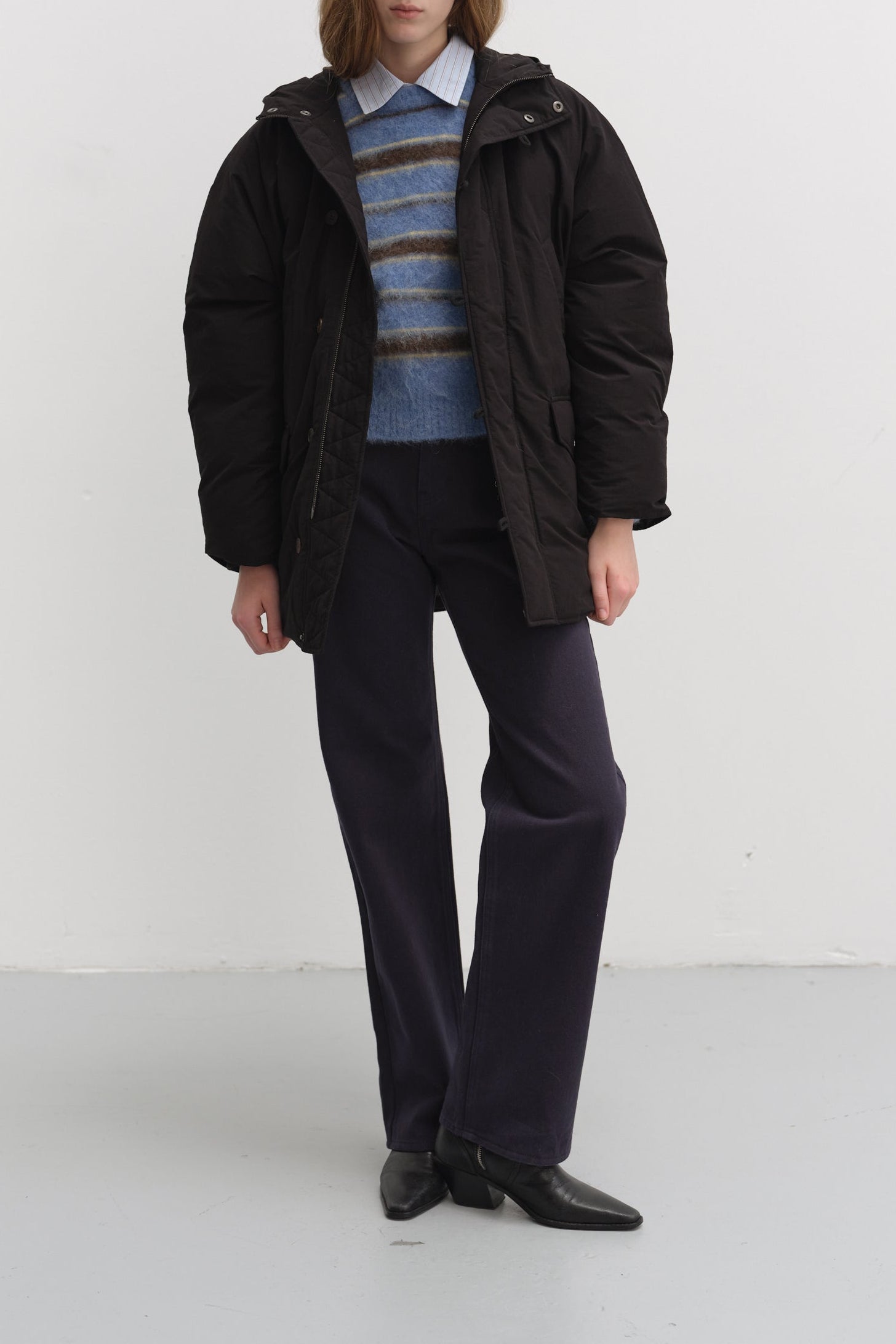 UNISEX STRIPED HAIRY SWEATER