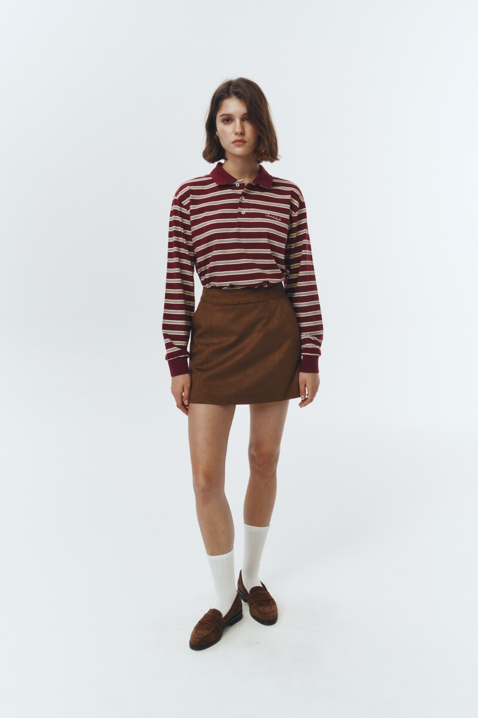 UNISEX MULTI STRIPE COLLARED T-SHIRT