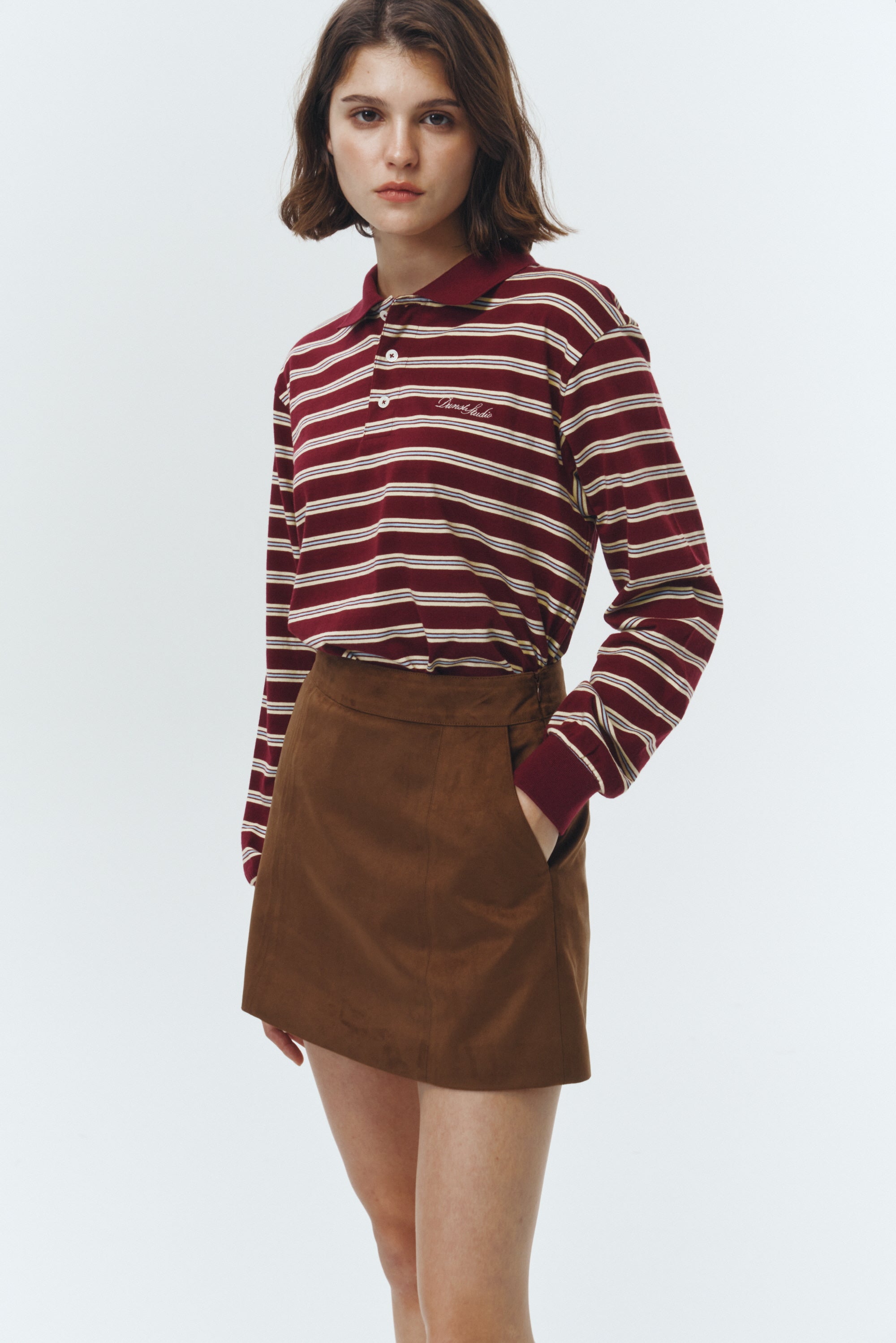 UNISEX MULTI STRIPE COLLARED T-SHIRT