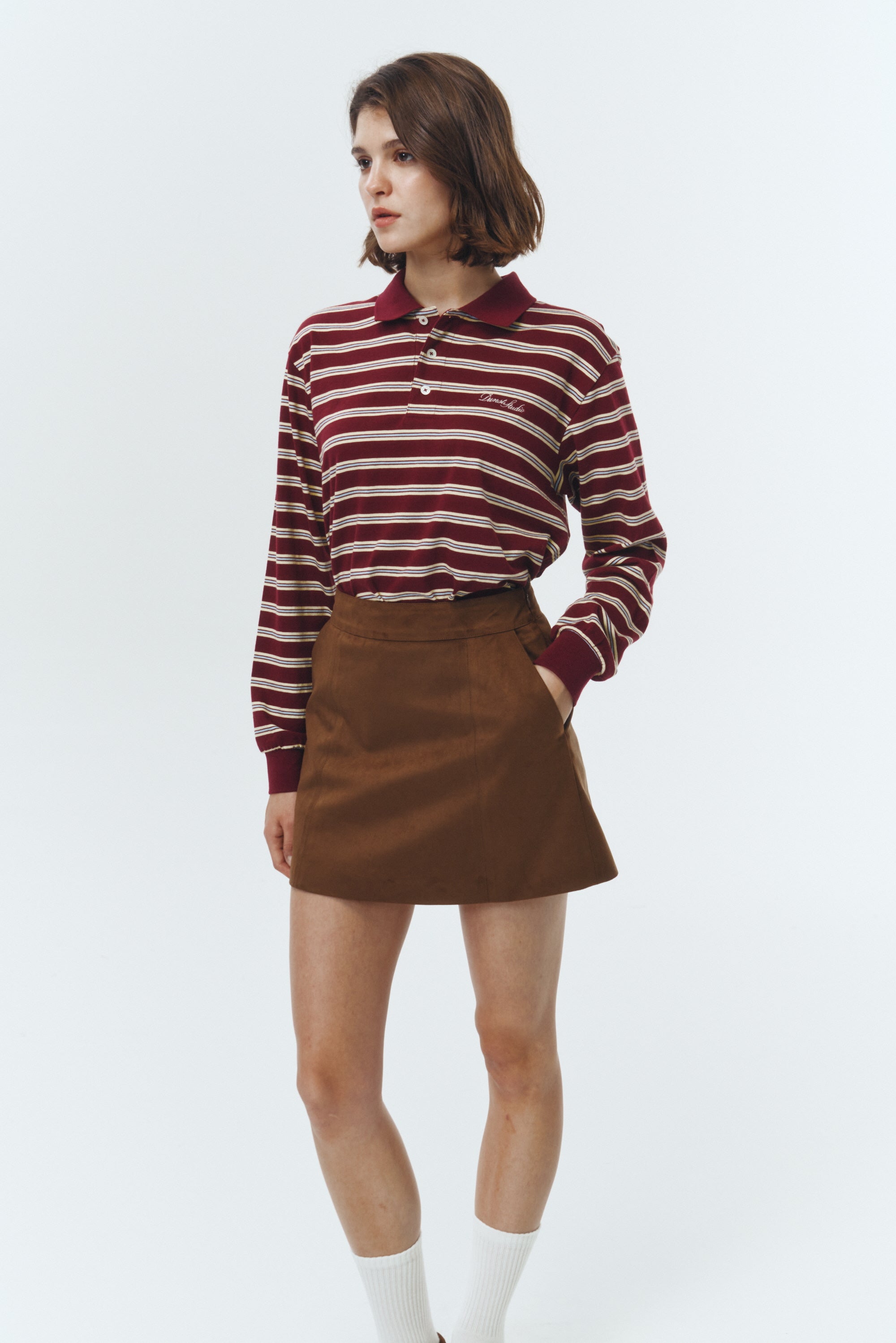 UNISEX MULTI STRIPE COLLARED T-SHIRT