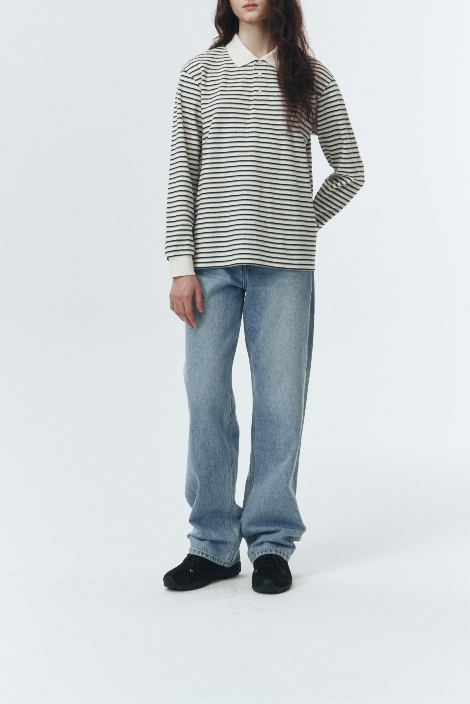 UNISEX MULTI STRIPE COLLARED T-SHIRT