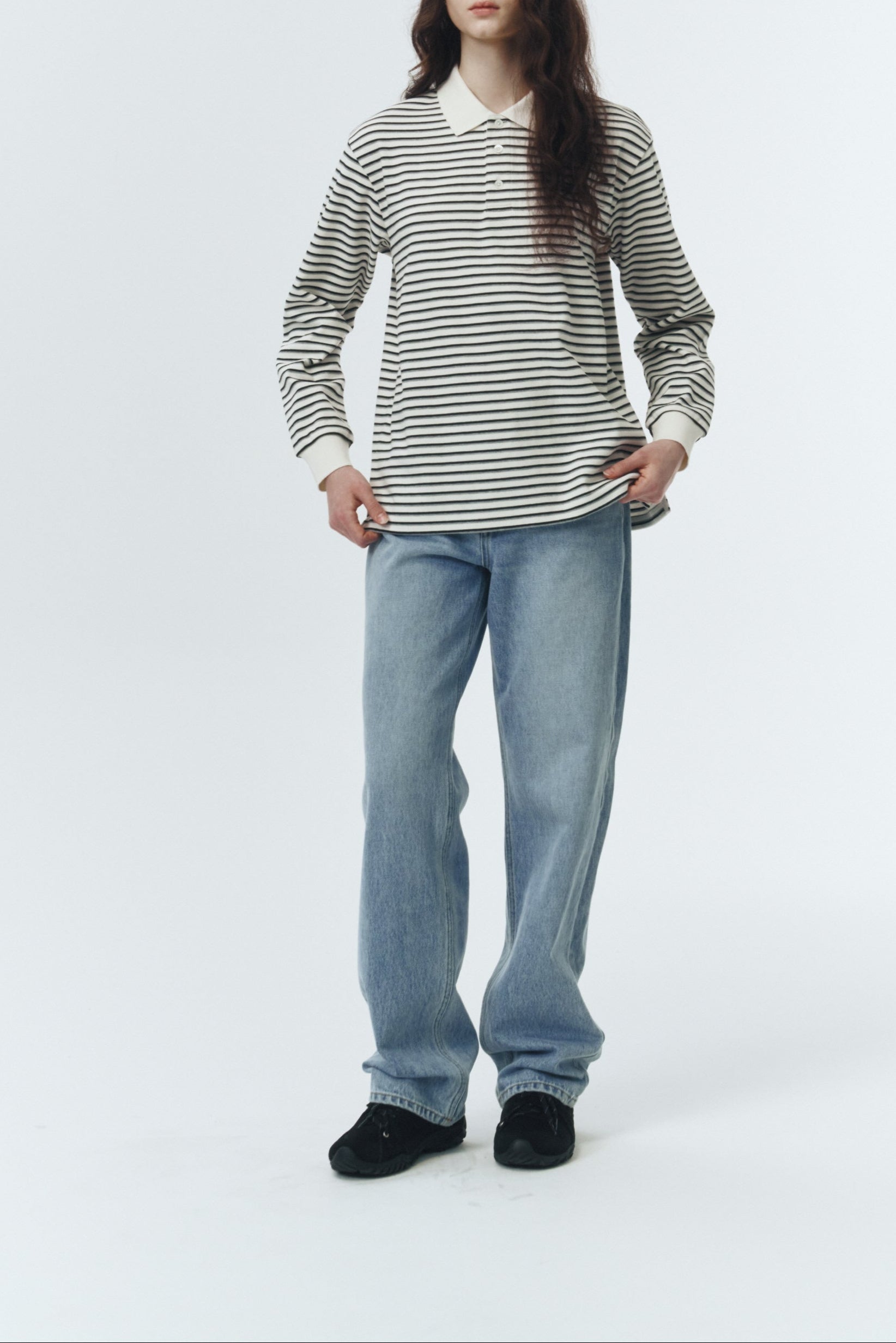 UNISEX MULTI STRIPE COLLARED T-SHIRT