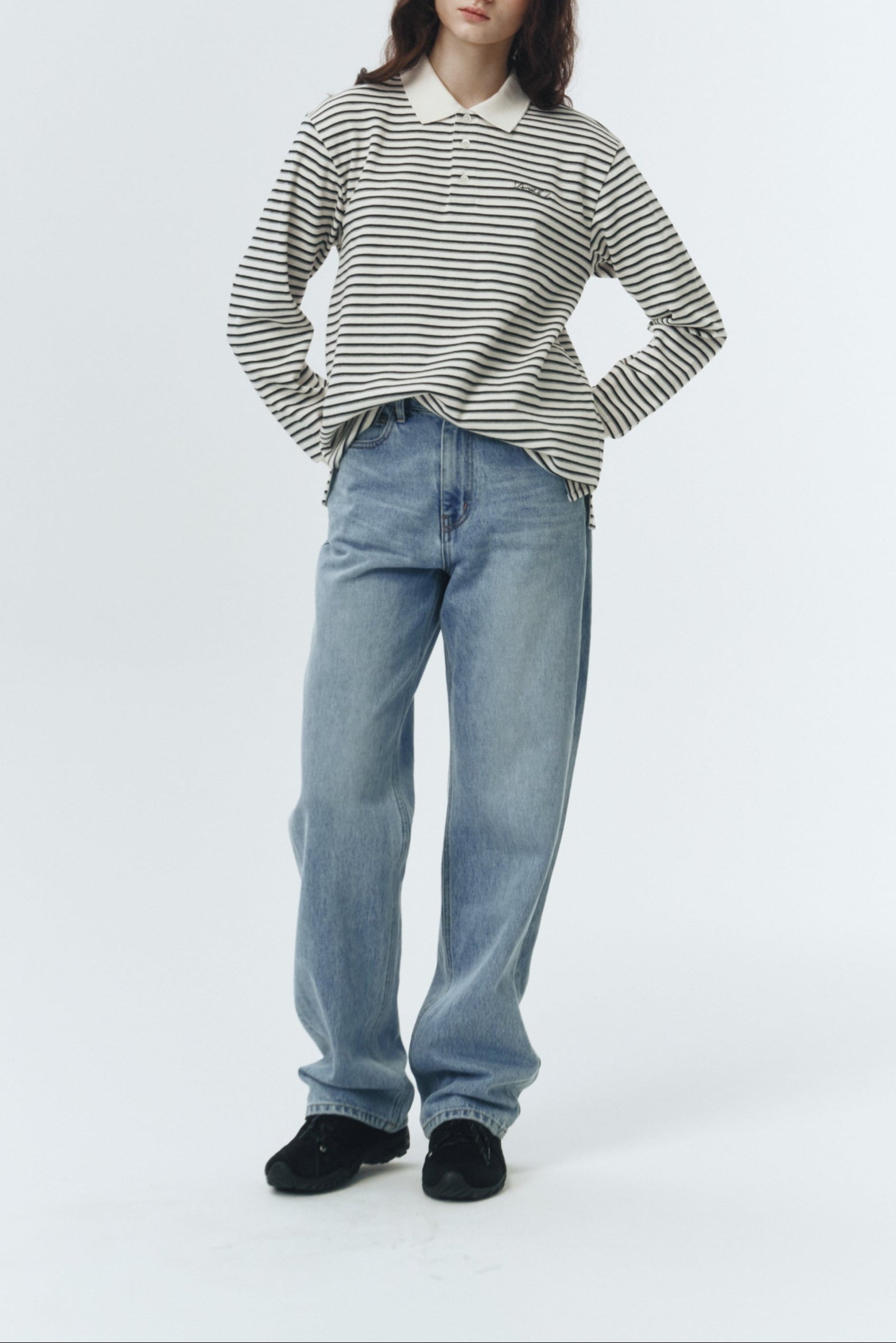 UNISEX MULTI STRIPE COLLARED T-SHIRT