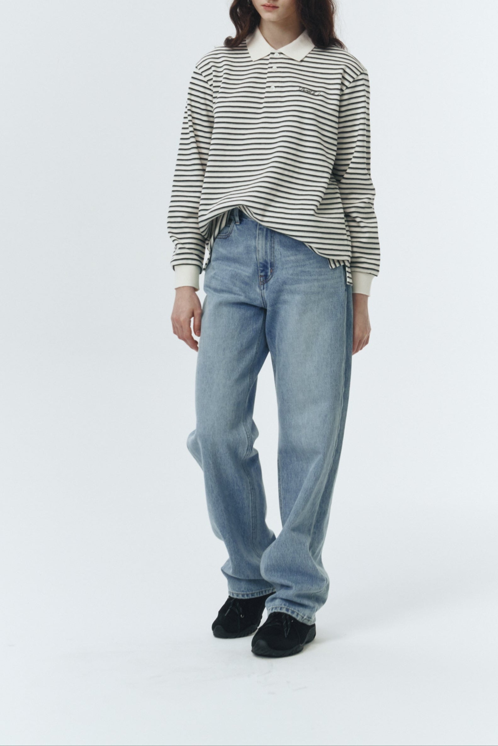 UNISEX MULTI STRIPE COLLARED T-SHIRT