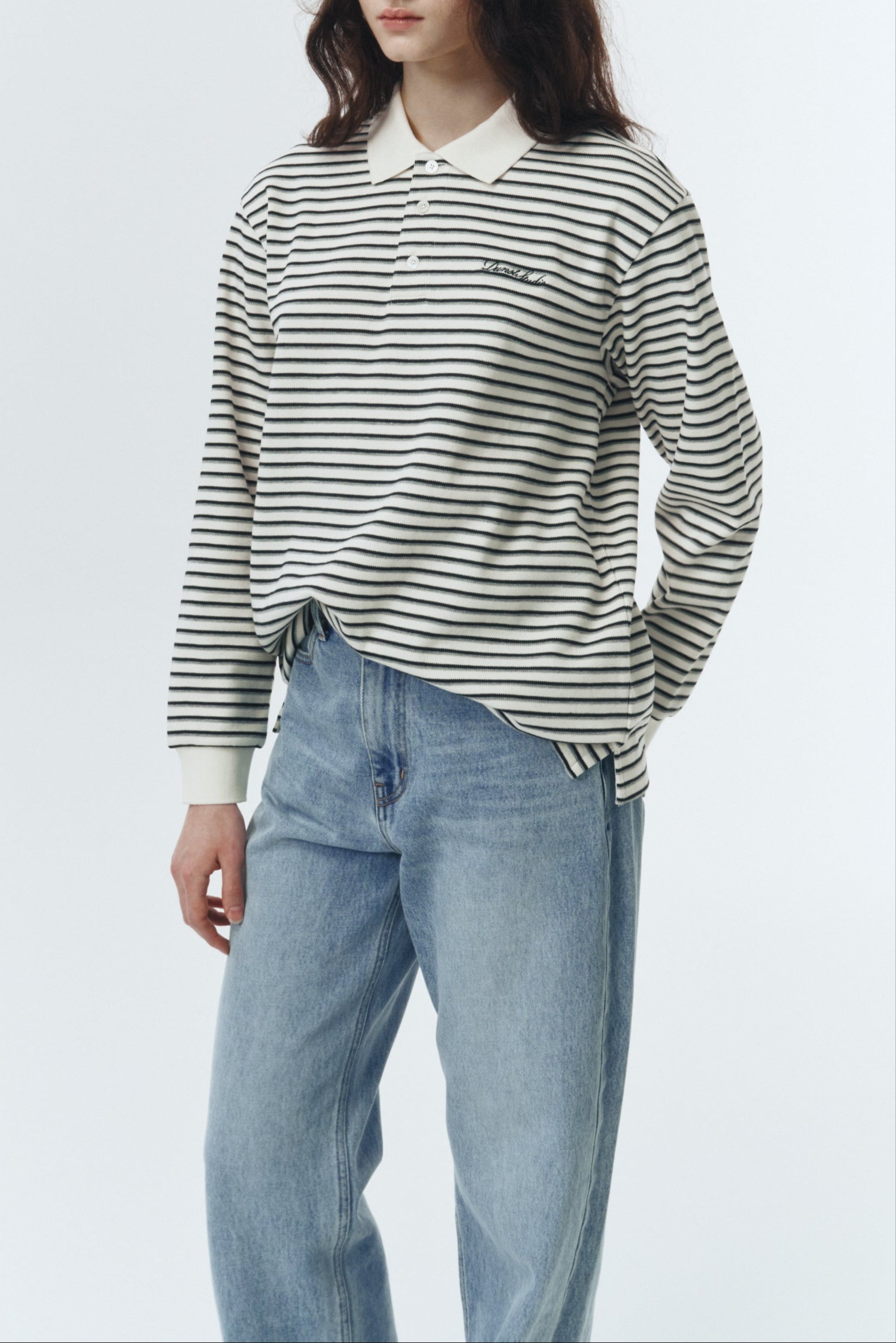 UNISEX MULTI STRIPE COLLARED T-SHIRT