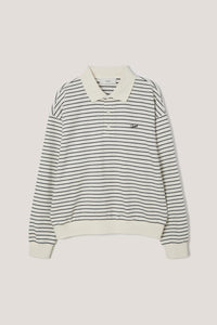 Dunst unisex striped collared polo shirt ivory stripe UDTS6A120IV PIPE AND ROW