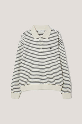 Dunst unisex striped collared polo shirt ivory stripe UDTS6A120IV PIPE AND ROW