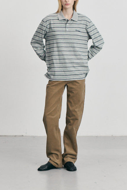 UNISEX MULTI STRIPE COLLARED T-SHIRT