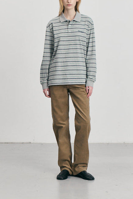 UNISEX MULTI STRIPE COLLARED T-SHIRT