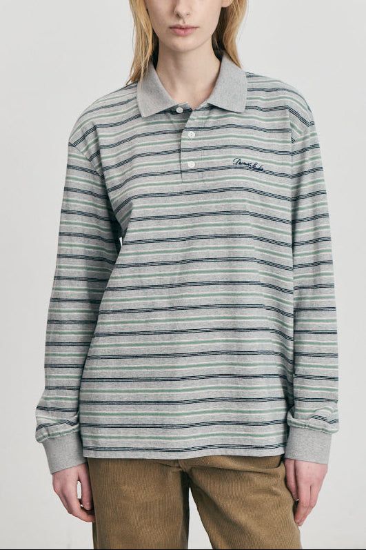UNISEX MULTI STRIPE COLLARED T-SHIRT