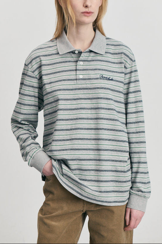 UNISEX MULTI STRIPE COLLARED T-SHIRT