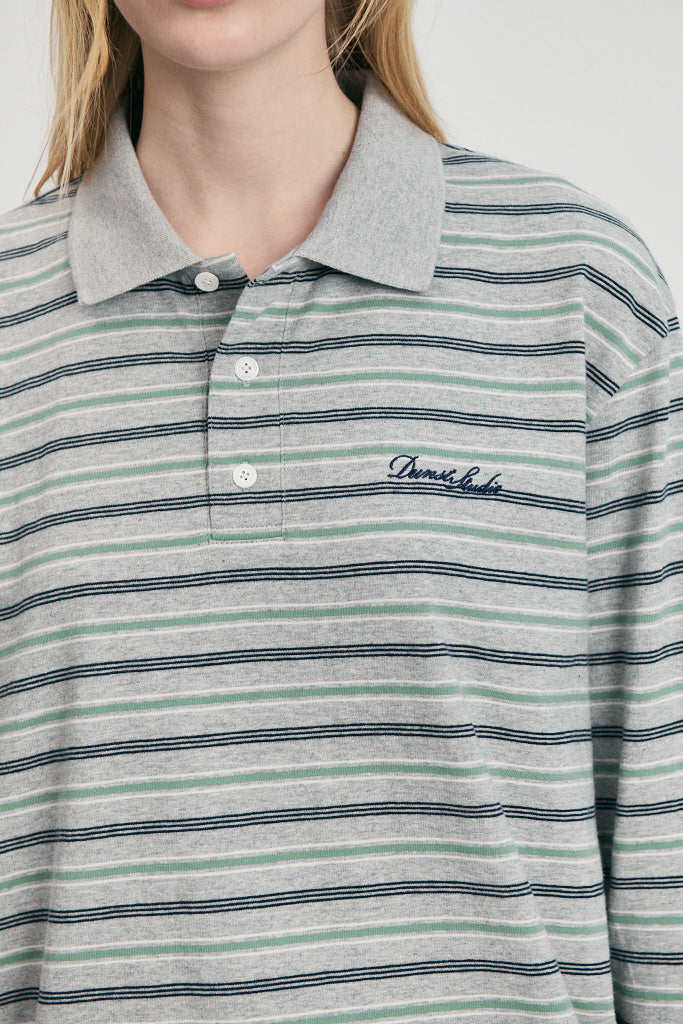 UNISEX MULTI STRIPE COLLARED T-SHIRT