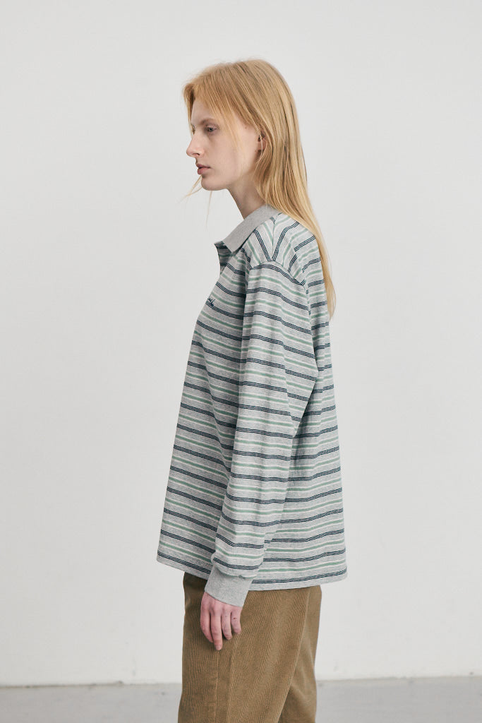 UNISEX MULTI STRIPE COLLARED T-SHIRT