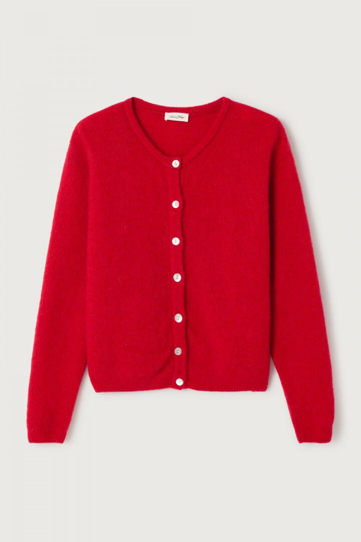 American Vintage Vito button up cardigan sweater carmine red alpaca wool PIPE AND ROW