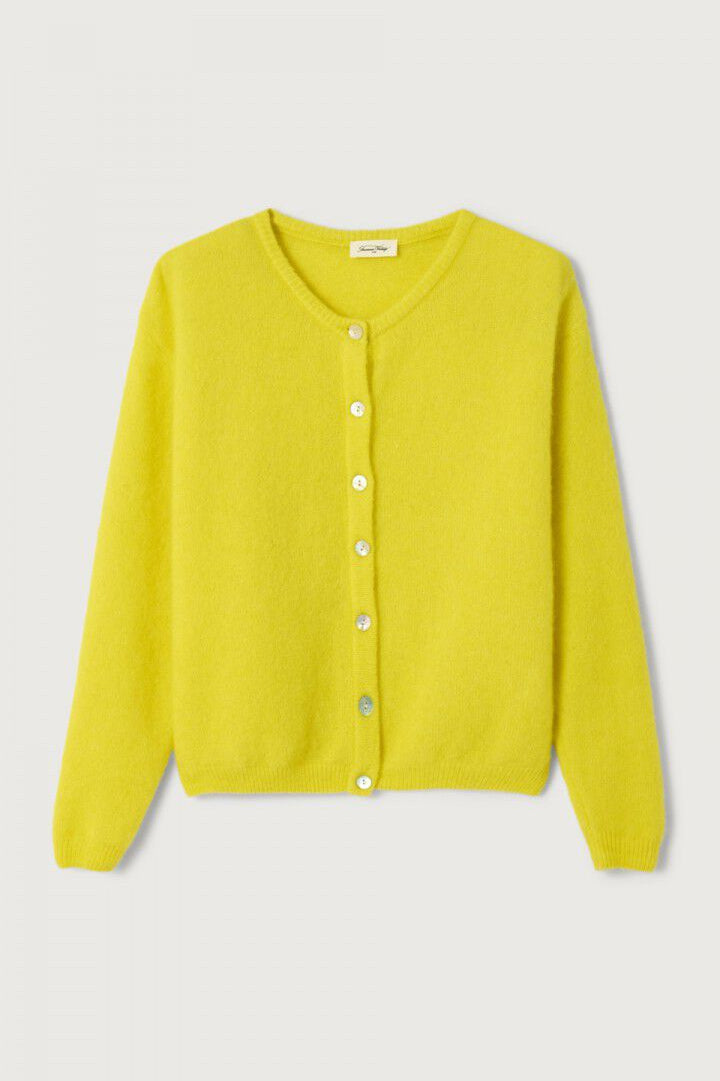 American Vintage Vito button up cardigan sweater pineapple yellow alpaca wool PIPE AND ROW