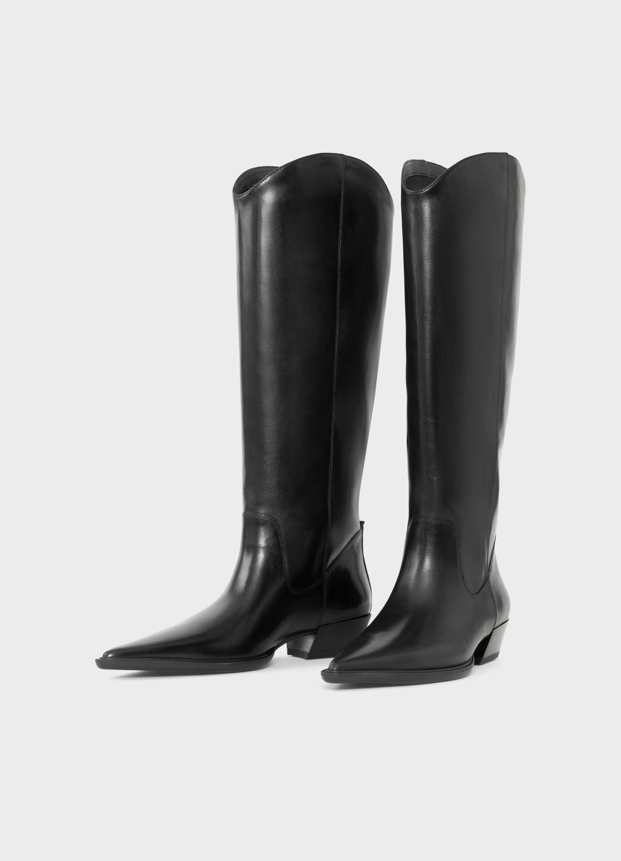 Vagabond black leather Cassie tall western boots sleek pointed toe 5750-201-20 PIPE AND ROW