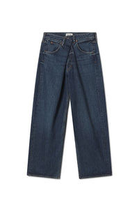 Agolde Vana Fold Jean Nexus dark blue fold-over waistband | Pipe and Row