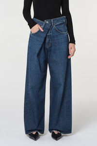 Agolde Vana Fold Jean Nexus dark blue fold-over waistband | Pipe and Row