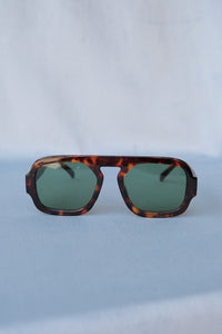 Veda thick squared off aviator sunglasses tortoise frames green lens. PIPE AND ROW Seattle