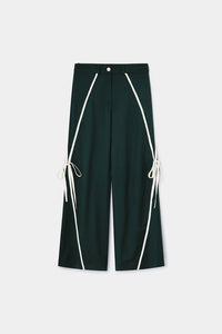 Laagam Vicky track pants dark green white contrast piping | Pipe and Row