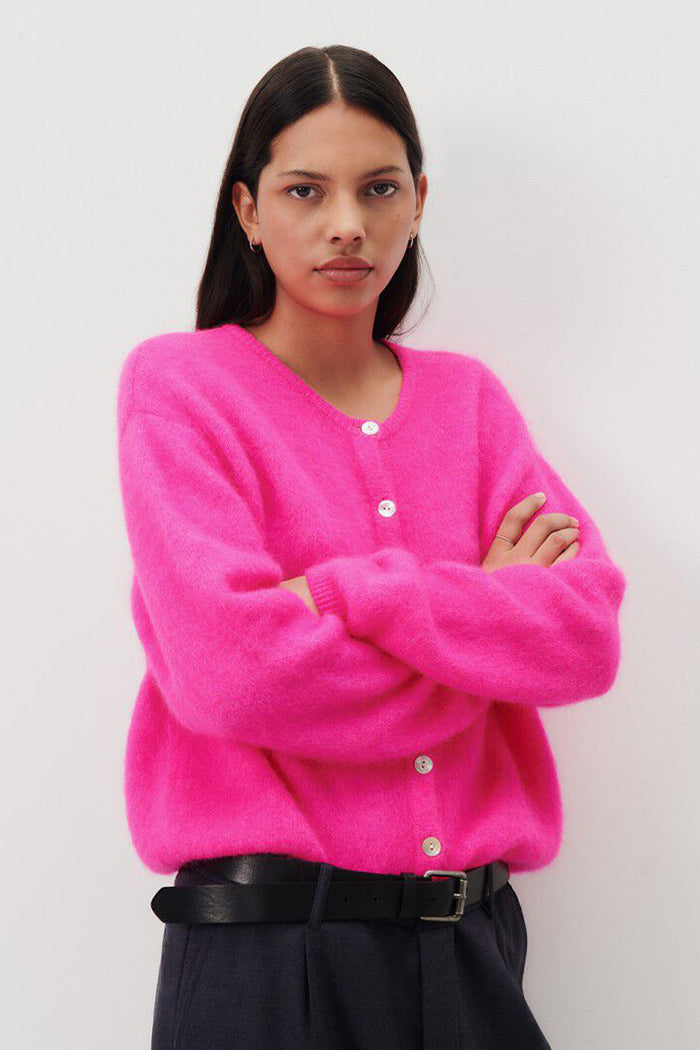 American Vintage Vito button up cardigan sweater hot pink Pipe and Row PIPE AND ROW