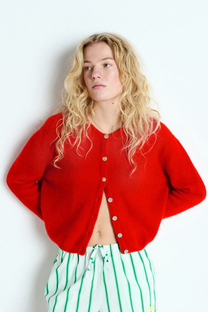 American Vintage Vito button up cardigan sweater strawberry | PIPE AND ROW