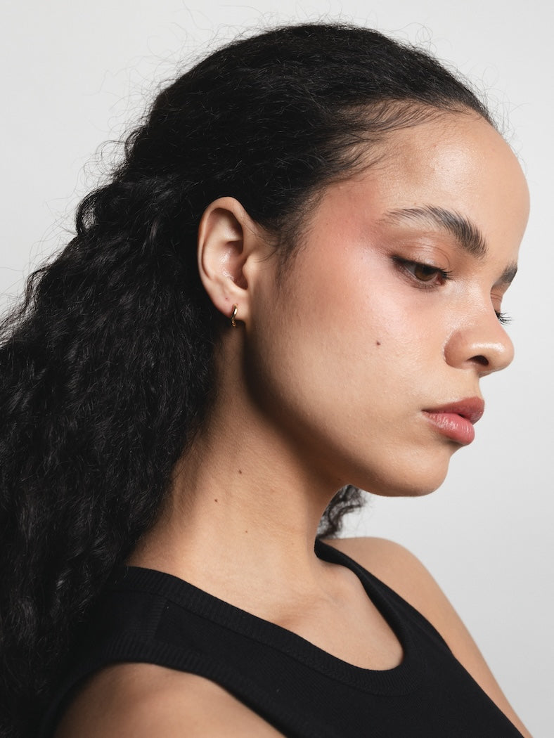 Wolf Circus small Rowan organic wavy huggie hoops gold | Pipe and Row