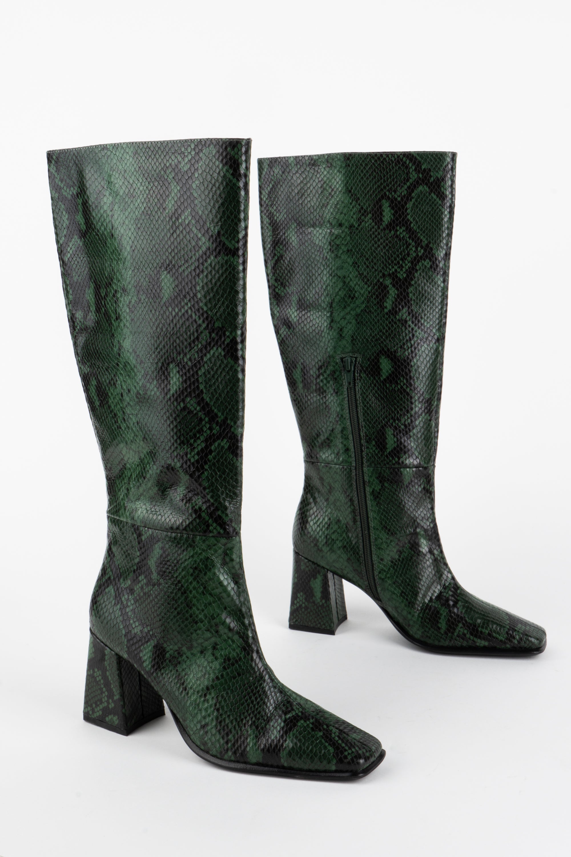 Intentionally Boots TGIF knee high boot snake forest green leather |  PIPE AND ROW