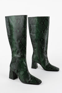 Intentionally Boots TGIF knee high boot snake forest green leather |  PIPE AND ROW