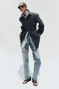 Agolde tailored cinched Wilma denim shirt indigo form wash | Pipe and Row