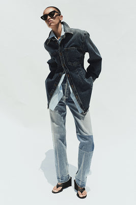 Agolde tailored cinched Wilma denim shirt indigo form wash | Pipe and Row