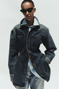 Agolde tailored cinched Wilma denim shirt indigo form wash | Pipe and Row